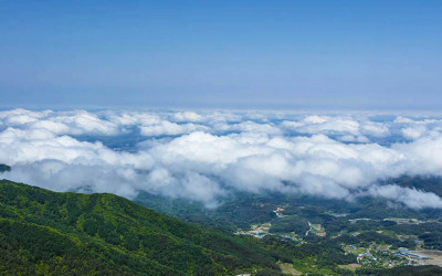 지리산 만복대 정상에서 운해.. 남원 방향(파노라마)